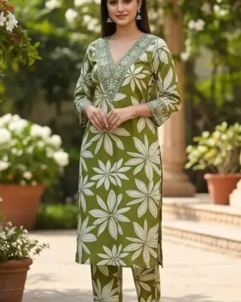 Green Full length Kurthi